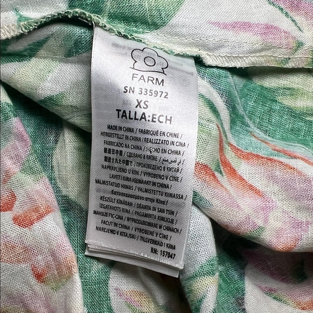 FARM Rio Green Leaf Print mini Dress XS - Picture 7 of 13